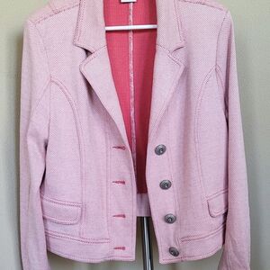CAbi "Amelia" Knit Blazer Pink/Red Button Up Women's XL